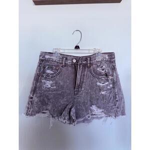 American Eagle Distressed Gray Denim Shorts Size 6